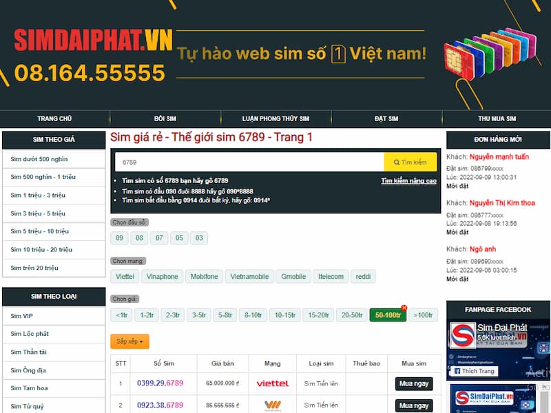 Mua sim nhanh chóng dễ dàng chỉ cần truy cập vào web simdaigia.com