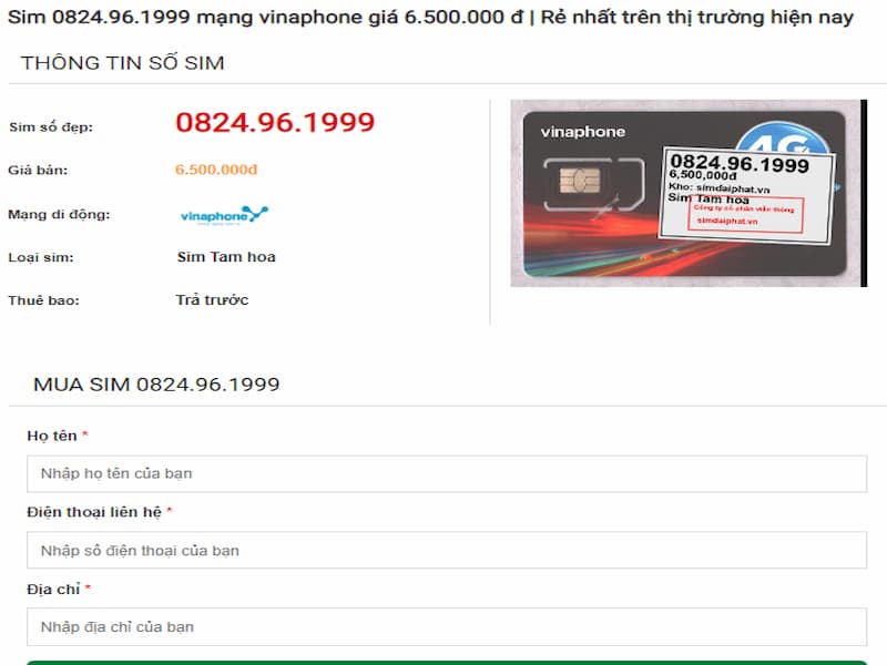 Chọn sim năm sinh 1999 ở trang web bán Sim Đại Gia